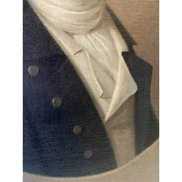 ANTICO DIPINTO OLIO TELA RITRATTO OVALE GIOVANE NOBILUOMO FIGURA MASCHILE '800