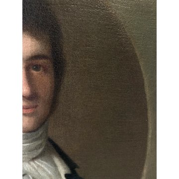 ANTICO DIPINTO OLIO TELA RITRATTO OVALE GIOVANE NOBILUOMO FIGURA MASCHILE '800