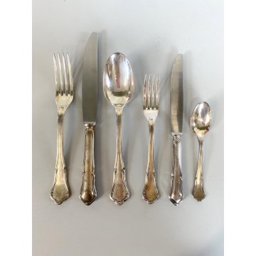 SERVIZIO POSATE ARGENTATE VINTAGE 24 pz Sambonet INOX Acciaio 18/90 BAROCCO '50