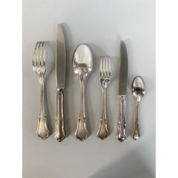 SERVIZIO POSATE ARGENTATE VINTAGE 24 pz Sambonet INOX Acciaio 18/90 BAROCCO '50