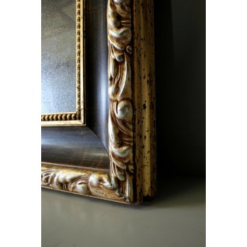 GRANDE QUADRO OLIO TELA V. Ferruzzo INTERNO CON SCENA GALANTE DAMA CAVALIERI 900