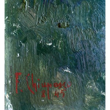 ANTICO QUADRO OLIO F. Chiapasco PAESAGGIO GHIACCIAIO MONTE BIANCO ENTREVES 1945