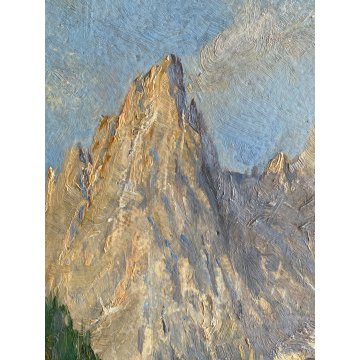 ANTICO QUADRO OLIO F. Chiapasco PAESAGGIO GHIACCIAIO MONTE BIANCO ENTREVES 1945