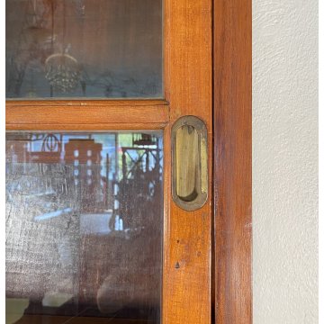 ANTICA VETRINA CREDENZA INGLESE 1800 LEGNO NOCE 4 ANTE SCORREVOLI CRISTALLERIA