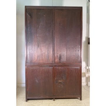 ANTICA VETRINA CREDENZA INGLESE 1800 LEGNO NOCE 4 ANTE SCORREVOLI CRISTALLERIA
