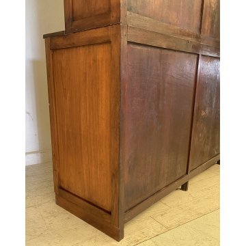 ANTICA VETRINA CREDENZA INGLESE 1800 LEGNO NOCE 4 ANTE SCORREVOLI CRISTALLERIA