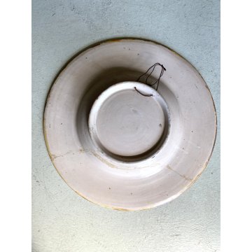 ANTICO PIATTO PARATA CERAMICA LUSTRO Gualdo Tadino DECORO RITRATTO DAMA ø 43 cm