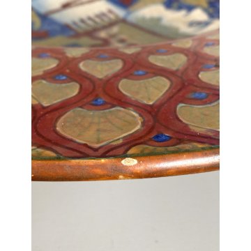 ANTICO PIATTO PARATA CERAMICA LUSTRO Gualdo Tadino DECORO RITRATTO DAMA ø 43 cm