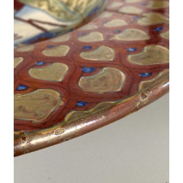 ANTICO PIATTO PARATA CERAMICA LUSTRO Gualdo Tadino DECORO RITRATTO DAMA ø 43 cm