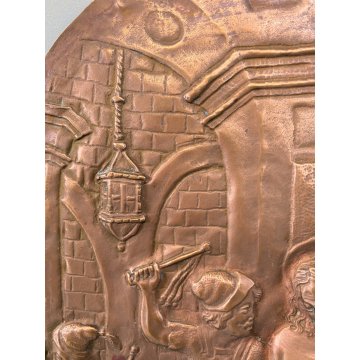 PANNELLO PAL A Flagellazione di Gesù LAMINA RAME DECORO SBALZATO ARTE SACRA '600