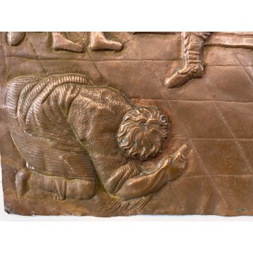 PANNELLO PAL A Flagellazione di Gesù LAMINA RAME DECORO SBALZATO ARTE SACRA '600