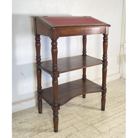 ANTICA ETAGERE scrittoio LEGGIO legno noce COLONNE TORNITE Luigi XVI epoca '800