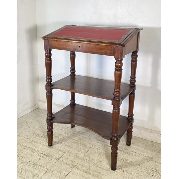ANTICA ETAGERE scrittoio LEGGIO legno noce COLONNE TORNITE Luigi XVI epoca '800