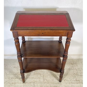 ANTICA ETAGERE scrittoio LEGGIO legno noce COLONNE TORNITE Luigi XVI epoca '800