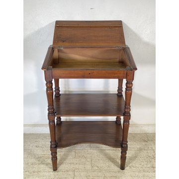 ANTICA ETAGERE scrittoio LEGGIO legno noce COLONNE TORNITE Luigi XVI epoca '800