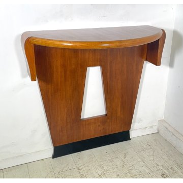 ANTICA CONSOLLE DESIGN Gio Ponti decò MEZZALUNA LEGNO noce ANNI 30 VINTAGE