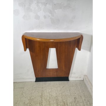 ANTICA CONSOLLE DESIGN Gio Ponti decò MEZZALUNA LEGNO noce ANNI 30 VINTAGE