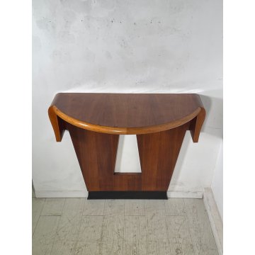 ANTICA CONSOLLE DESIGN Gio Ponti MEZZALUNA LEGNO noce ANNI 30 decò VINTAGE