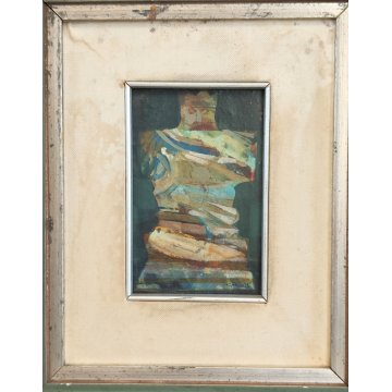QUADRO ASTRATTO Giulio Picelli DIPINTO OLIO TAVOLA Busto Uomo RE CAVALIERE old