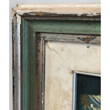 QUADRO ASTRATTO Giulio Picelli DIPINTO OLIO TAVOLA Busto Uomo RE CAVALIERE old