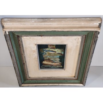 QUADRO ASTRATTO Giulio Picelli DIPINTO OLIO TAVOLA Busto Uomo RE CAVALIERE old