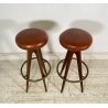 COPPIA SGABELLI BAR DESIGN ANNI 70 LEGNO PELLE VINTAGE SEDIA SEGGIOLINO BANCONE