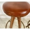 COPPIA SGABELLI BAR DESIGN ANNI 70 LEGNO PELLE VINTAGE SEDIA SEGGIOLINO BANCONE