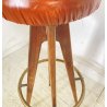 COPPIA SGABELLI BAR DESIGN ANNI 70 LEGNO PELLE VINTAGE SEDIA SEGGIOLINO BANCONE