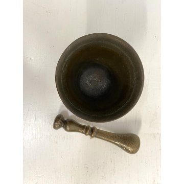 ANTICO MORTAIO PESTELLO BRONZO FARMACIA ERBORISTERIA CUCINA ø 10 x 8,5 cm/h '800
