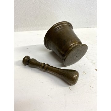ANTICO MORTAIO PESTELLO BRONZO FARMACIA ERBORISTERIA CUCINA ø 10 x 8,5 cm/h '800