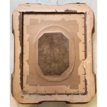 ANTICO DIPINTO OLIO TELA Madonna MATER DOLOROSA RELIGIOSO CORNICE VASSOIO '600