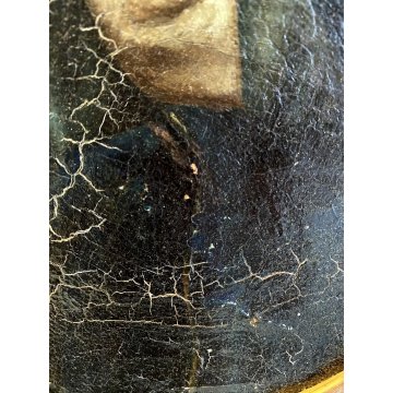 ANTICO DIPINTO OLIO TELA Madonna MATER DOLOROSA RELIGIOSO CORNICE VASSOIO '600