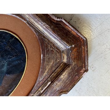 ANTICO DIPINTO OLIO TELA Madonna MATER DOLOROSA RELIGIOSO CORNICE VASSOIO '600