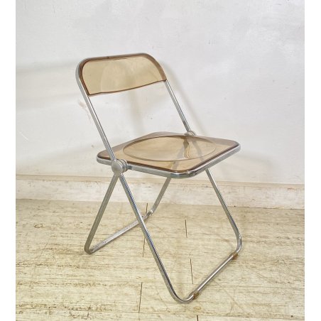 SEDIA PIEGHEVOLE Plia Giancarlo Piretti PER Anonima Castelli CROMO FUME' ANNI 70