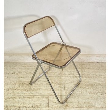 SEDIA PIEGHEVOLE Plia Giancarlo Piretti PER Anonima Castelli CROMO FUME' ANNI 70