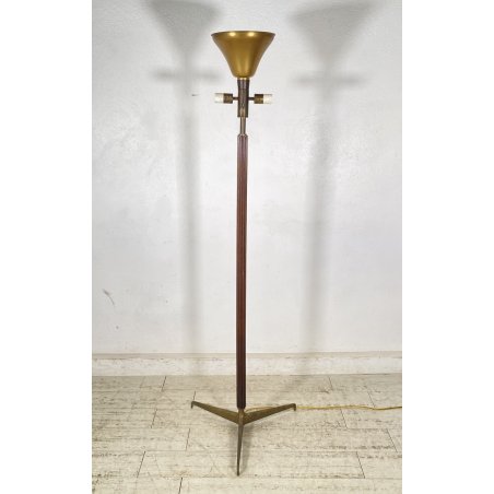 LAMPADA DA TERRA PIANTANA Giuseppe Ostuni ANNI 50 MOD. 311 Oluce LEGNO OTTONE