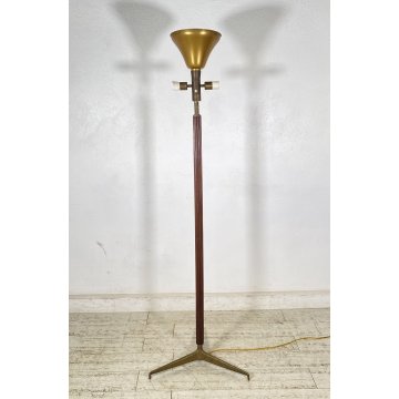 LAMPADA DA TERRA PIANTANA Giuseppe Ostuni ANNI 50 MOD. 311 Oluce LEGNO OTTONE