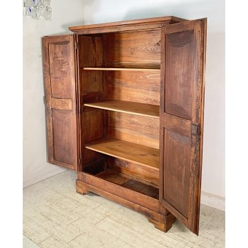 ANTICO PICCOLO ARMADIO DUE ANTE GUARDAROBA 800 LEGNO NOCE DISPENSA CUCINA EPOCA