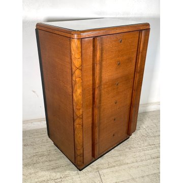 ANTICA CASSETTIERA Art Dèco 6 CASSETTI comò ANNI '40 NOCE CASSETTONE ebanizzato