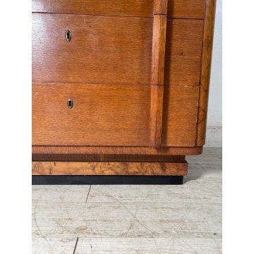 ANTICA CASSETIERA Art Dèco 6 CASSETTI comò ANNI '40 NOCE CASSETTONE ebanizzato