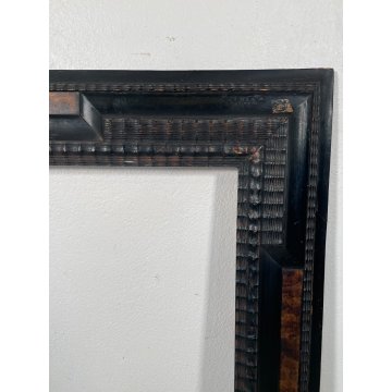GRANDE ANTICA CORNICE Guilloché LEGNO SCOLPITO EBANIZZATO RADICA 125x95x5 '1800