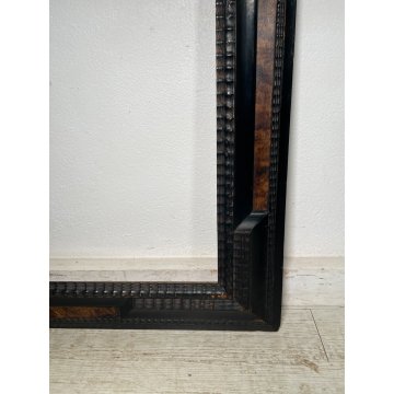 GRANDE ANTICA CORNICE Guilloché LEGNO SCOLPITO EBANIZZATO RADICA 125x95x5 '1800