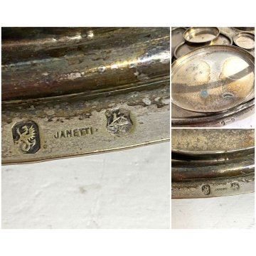 VASSOIO SET da FUMO CAFFE Art Decò ARGENTO BLU COBALTO ARGENTIERE Janetti '30