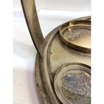 VASSOIO SET da FUMO CAFFE Art Decò ARGENTO BLU COBALTO ARGENTIERE Janetti '30