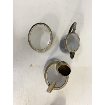 VASSOIO SET da FUMO CAFFE Art Decò ARGENTO BLU COBALTO ARGENTIERE Janetti '30