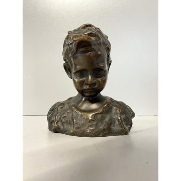 SCULTURA BUSTO BRONZO "scugnizzo" NAPOLI De Martino FANCIULLO 12 cm/h PRIMO '900