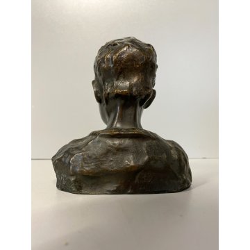 SCULTURA BUSTO BRONZO "scugnizzo" NAPOLI De Martino FANCIULLO 12 cm/h PRIMO '900