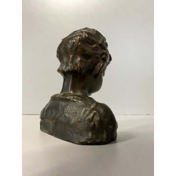SCULTURA BUSTO BRONZO "scugnizzo" NAPOLI De Martino FANCIULLO 12 cm/h PRIMO '900