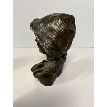SCULTURA BUSTO BRONZO "scugnizzo" NAPOLI De Martino FANCIULLO 13 cm/h PRIMO '900