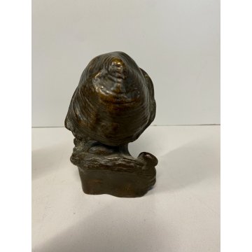 SCULTURA BUSTO BRONZO "scugnizzo" NAPOLI De Martino FANCIULLO 13 cm/h PRIMO '900